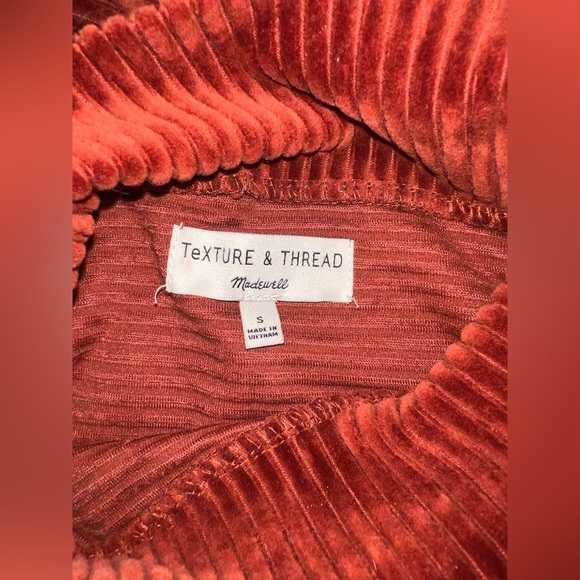 Madewell Texture & Thread Rust Corduroy Mock Neck Top Size S - Picture 8 of 8